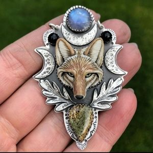 Coyote Moon Sterling Silver Pendant